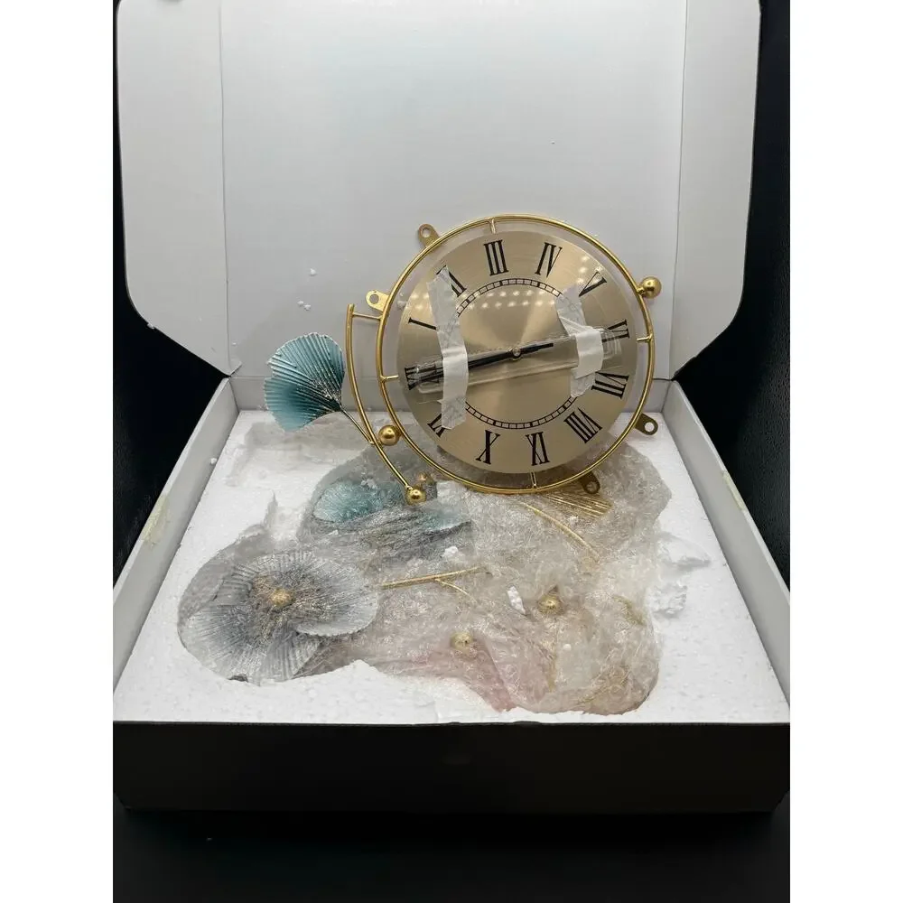 Large Gold Floral Wall Clock Elegant Modern Design-New-Needs Assembly